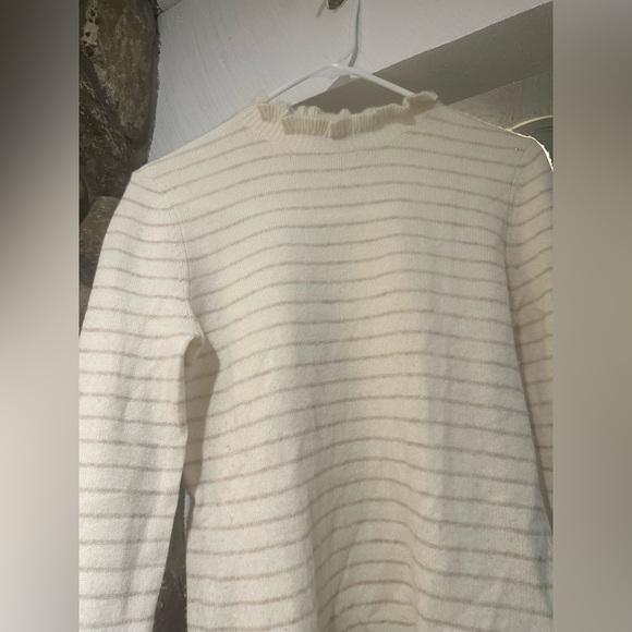 100% Cashmere Lilla P $198 Luxury  Knit - Striped Cream - Size Small - Picture 4 of 11